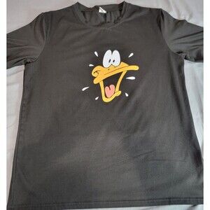 NEWVS Men’s Black Graphic T-Shirt Duck Cartoon Face Tee Size M Casual Streetwear